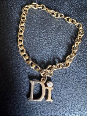 Gold-Tone 'Di' Charm Chain Bracelet
